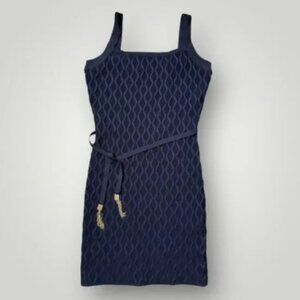 GUESS Genna Diamond Knit Sweater Dress Women's Size L Blackened Blue